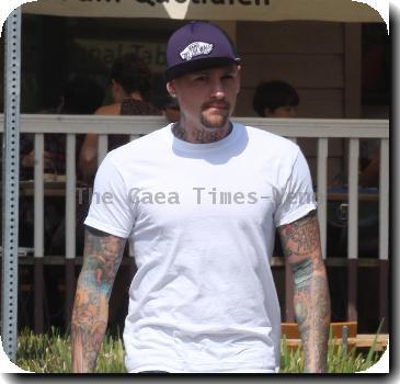 **Exclusive**Benji Maddengoes out for breakfast with friends in HollywoodLos Angeles.