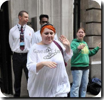 Beth Ditto
l eaving the BBC Radio 2 studios.