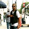 **Exclusive** Actor Brian J. White arrives at his hotel, wearing dog-tags and a waistcoat and signs autographs for waiting fans New York City.