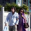 Camilla Franks 
the Australian fashion designer noted for her kaftan garments, out and about with her partner..