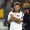 David Beckham of the Los Angeles Galaxy is sent off with a red card for a foul on Peter Vagenas of the Seattle Sounders FC at The Home Depot Center..