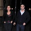 Davina McCall and Matthew Robertson arrive at the high-class Italian restaurant 'San Carlos'.Manchester.