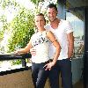 **Exclusive** Debi Mazar and Maksim Chmerkovskiy pose for photos during a break from rehearsals for the upcoming season of 'Dancing with the Stars'Los Angeles.