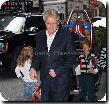 Jerry Springer poses for photographs as he arrives at his Manhattan hotelNew York City.