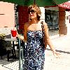 Lisa Rinna drinking a cold beverage while on Bedford AvenueLos Angeles.