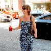 Lisa Rinna drinking a cold beverage while on Bedford AvenueLos Angeles.