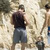 Matthew McConaughey plays with his son, Levi, on a beach in MalibuLos Angeles.