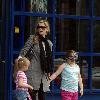 ***Exclusive***Brian McFadden and Delta Goodrem leaving a UCI Cinema with his two daughters, Molly and Lilly Sue , after taking them to see 'Ice Age 3' Dublin.