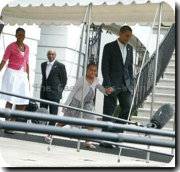 President Barack Obama, with daughter Sasha Obamaleaving the White House to talk about health care at the President'sTown Hall in MontanaWashington DC.