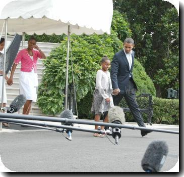 President Barack Obama, with daughter Sasha Obamaleaving the White House to talk about health care at the President'sTown Hall in MontanaWashington DC.