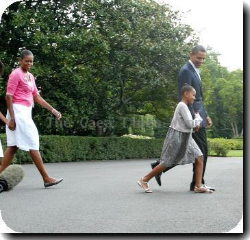 President Barack Obama, with daughter Sasha Obamaleaving the White House to talk about health care at the President'sTown Hall in MontanaWashington DC.