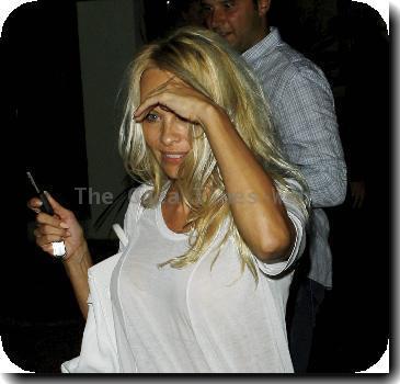 Pamela Anderson and Suzanne Somers leave Nobu restaurant together in Malibu after having dinner.Los Angeles, California.