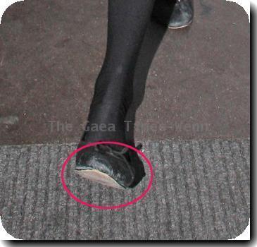 Peaches Geldof wearing a scruffy pair of shoes, goes to Sainsburys and then returns to her Hotel in Mayfair. London.