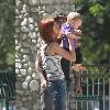 Pete Wentz, Ashlee Simpson with their son, Bronx at the Park in Beverly Hills. Los Angeles.