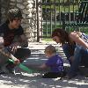 Pete Wentz, Ashlee Simpson with their son, Bronx at the Park in Beverly Hills. Los Angeles.