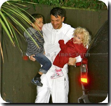 Peter Andre and his children Junior and  Princess Tiaamii arriving home London.