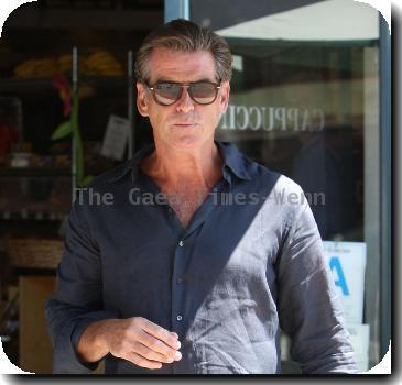 Pierce Brosnan seen leaving a coffee shop in Beverly Hills.  Los Angeles.