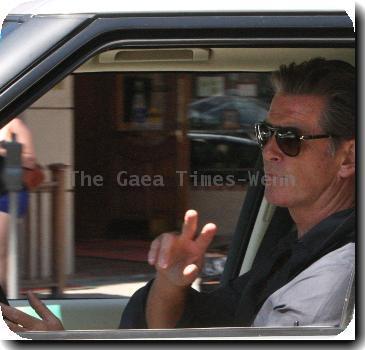 Pierce Brosnan seen leaving a coffee shop in Beverly Hills.  Los Angeles.