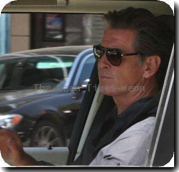 Pierce Brosnan seen leaving a coffee shop in Beverly Hills.  Los Angeles.