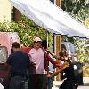 Ashton Kutcher and George Lopezon the set of their new film 'Valentine's Day' in VeniceLos Angeles.