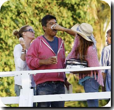 Ashton Kutcher and George Lopezon the set of their new film 'Valentine's Day' in VeniceLos Angeles.