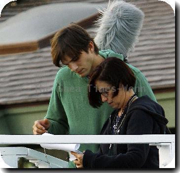 Ashton Kutcher and George Lopezon the set of their new film 'Valentine's Day' in VeniceLos Angeles.