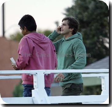 Ashton Kutcher and George Lopezon the set of their new film 'Valentine's Day' in VeniceLos Angeles.