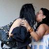 Vanessa Hudgens kisses her mum goodbye after visiting her in Hollywood..