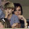 Victoria Beckham watches her husband David Beckham play at the LA Galaxy v Chivas game at the Home Depot Center with her son Romeo.Carson California.