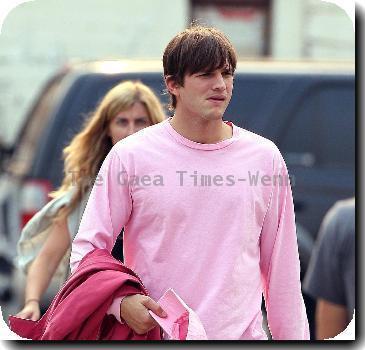 Ashton Kutcher on the set of his new film 'Valentine's Day'Los Angeles.