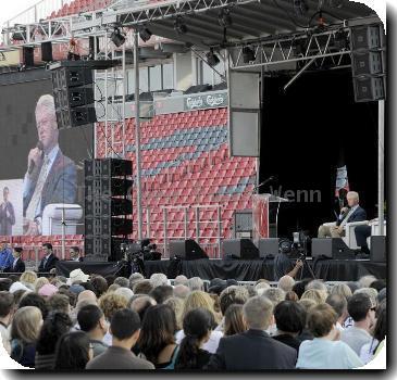 Former US President Bill Clinton speaks at the Canadian National Exhibition.Toronto.