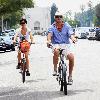 Billy Zane and his girlfriend ride bicycles in Beverly HillsLos Angeles.