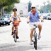 Billy Zane and his girlfriend ride bicycles in Beverly HillsLos Angeles.