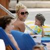 Singer Britney Spears enjoying a day beside the pool with her son Jayden James the Ritz-Carlton in Marina Del Rey.