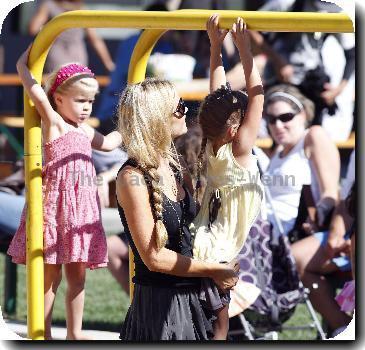 Denise Richards takes her daughters to a park in MalibuCalifornia.