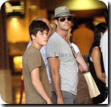 American actor Dylan Walsh takes his son to the movies in Hollywood..