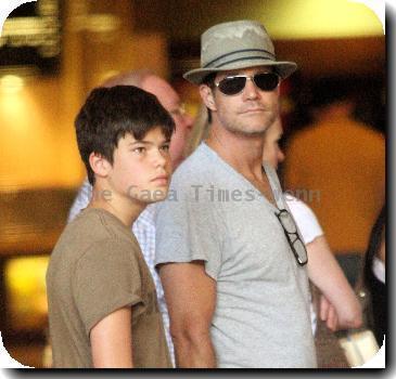 American actor Dylan Walsh takes his son to the movies in Hollywood..