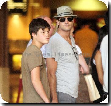 American actor Dylan Walsh takes his son to the movies in Hollywood..