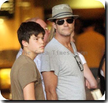 American actor Dylan Walsh takes his son to the movies in Hollywood..