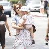 Helena Bonham Carter takes her baby daughter, Nell, out for a stroll in Malibu Los Angeles, California –