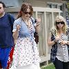 Helena Bonham Carter takes her baby daughter, Nell, out for a stroll in Malibu Los Angeles, California –