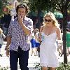 Jane Krakowski and Robert Godley take a Sunday stroll in Greenwich Village toegther.New York City.