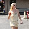 LeAnn Rimes stops to buy an iced drink in Tarzana after grocery shopping in Brentwood.