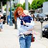 Marcia Cross takes her kid to the Color Me Mine art studio in Beverly Hills Los Angeles, California –