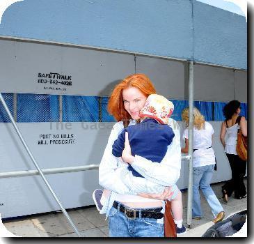 Marcia Cross takes her kid to the Color Me Mine art studio in Beverly Hills Los Angeles, California –