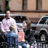 Mischa Barton enjoys a snack and a smoke with friends in the West Village New York City.