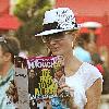 **Exclusive**Phoebe Price reading In Touch magazine while out shopping in HollywoodLos Angeles.