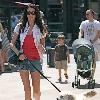 **Exclusive**Shannon Elizabeth walking her dog whose leg is strapped up while out shopping in HollywoodLos Angeles.