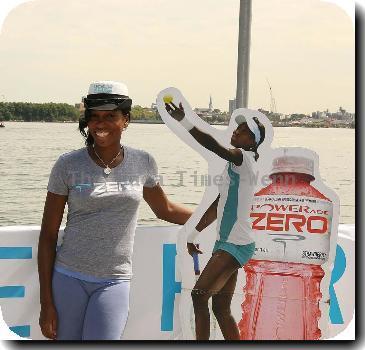 Venus Williams promotes the new sports drink and captains the maiden voyage of the 'Powerade Zero' ferry at the Water Taxi dock.New York City.