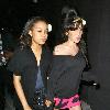 Amy Winehouse and her goddaughter Dionne Bromfieldholding hands as they walk along the street, after having meal at a restaurant. She earlier presented an award to The Specials at the Q Awards at Grosvenor House. London.